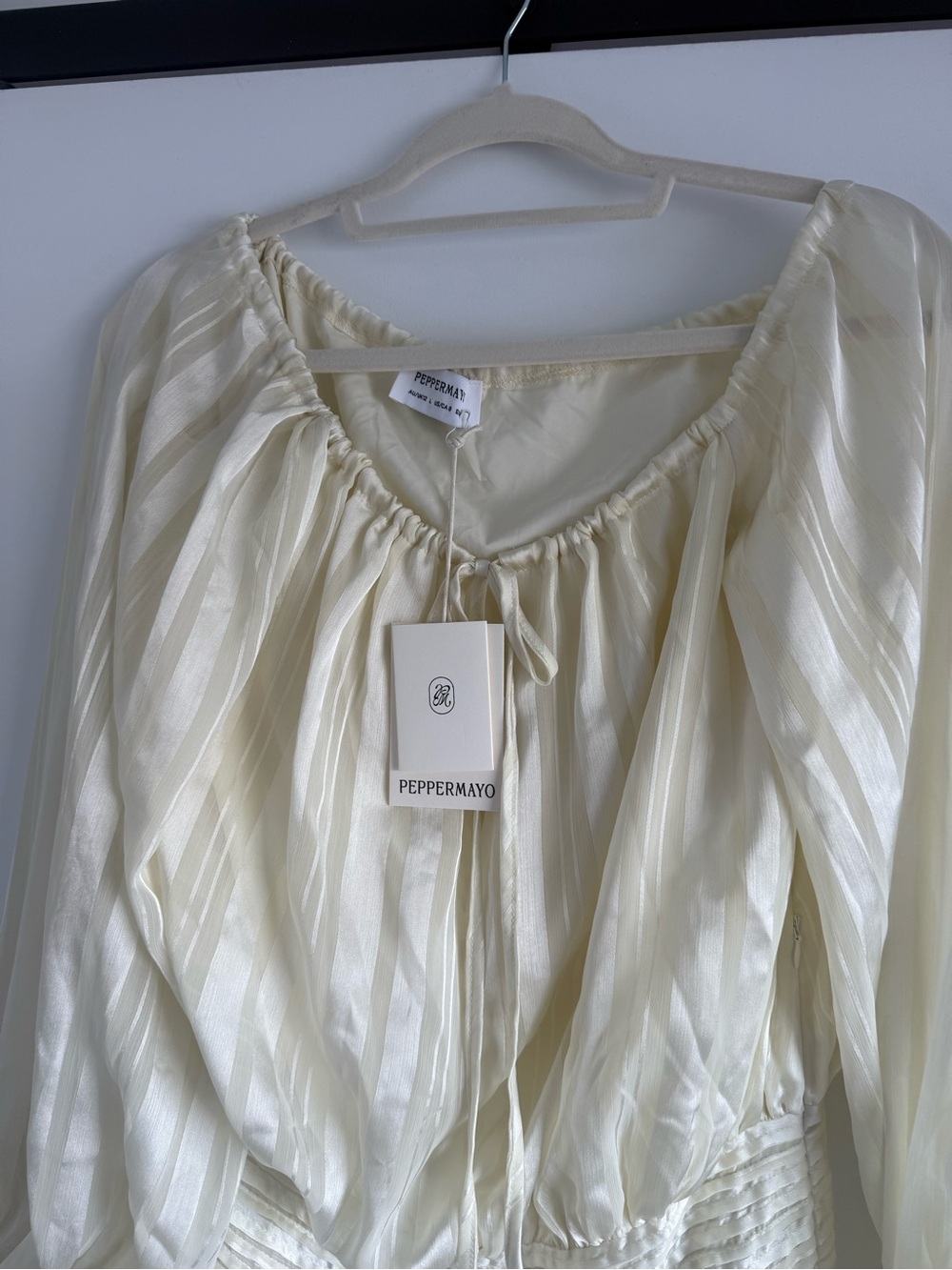 Peppermayo Ivory Off-Shoulder Balloon Sleeve Mini Dress - Picture 5 of 5